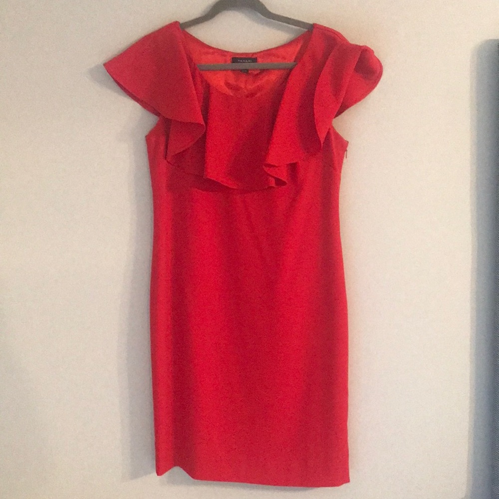 Tahari Red Ruffle Dress